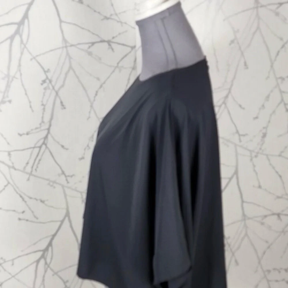 Bryn Walker Gray Stretch Jersey Round Neck Flowy High Low Tee - Picture 2 of 5